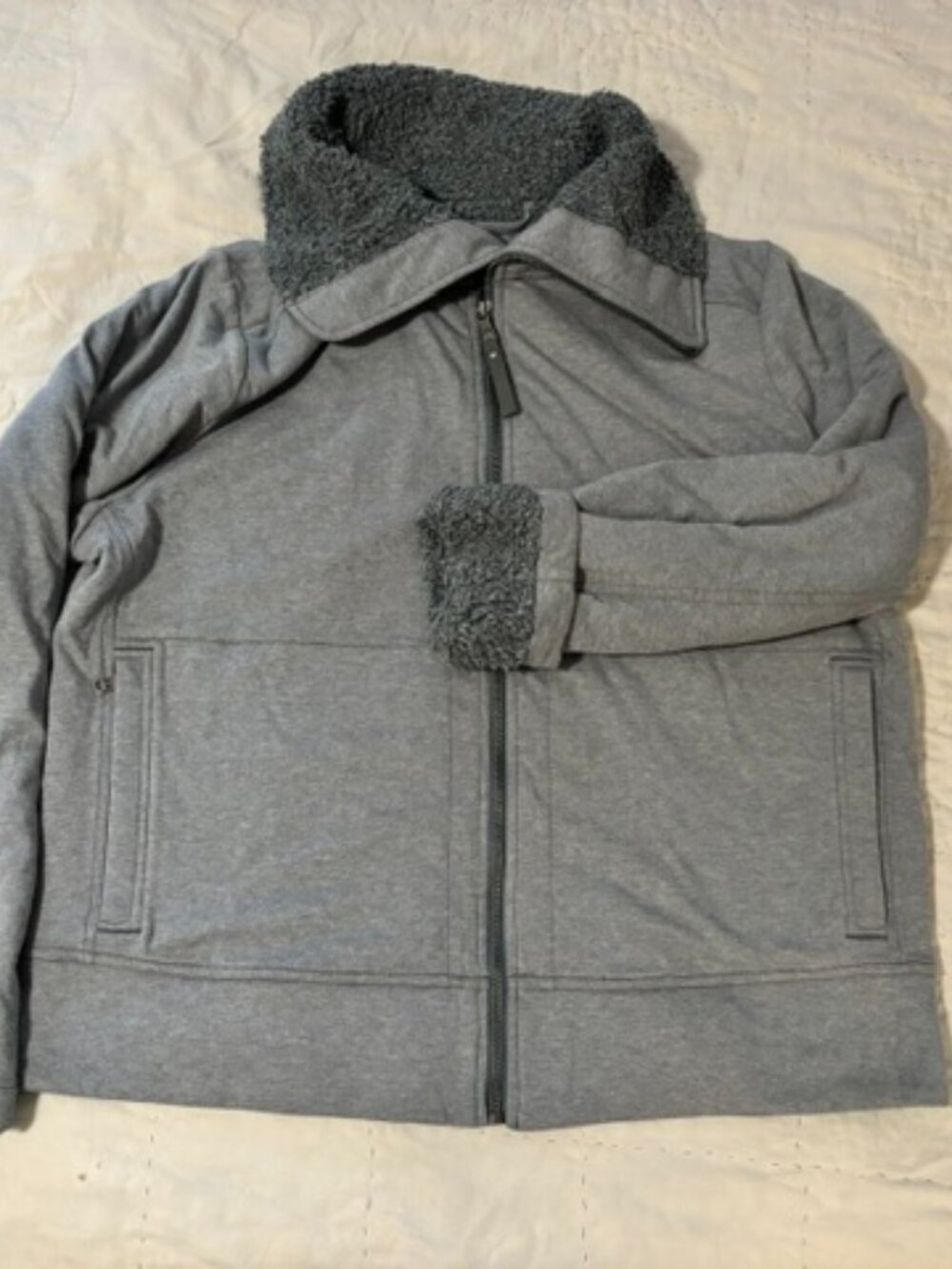 Prana grey XL women's fuzzy sweatshirt material jacket